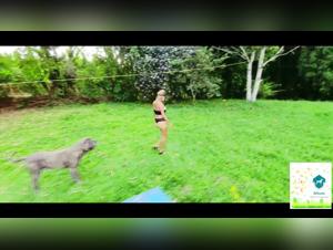 All women love watching a blonde woman get serviced by her dog in bed