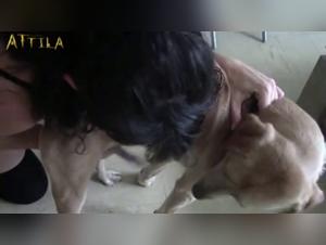 woman and her canine