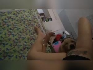 Intimate Moment: A Girl and Her Four-Legged Best Friend