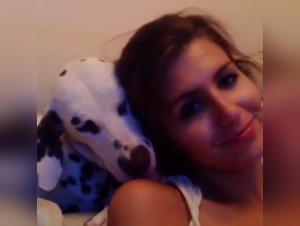 Woman and dog in a bestiality scene