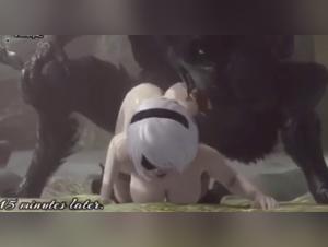 Bestiality: a woman and a dog in an extreme sex scene