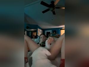 The Girl Sucks Her Dog's Dick at Home Alone