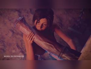 Lara Croft and her bestial adventure with a horse