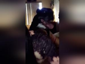 Amateur woman and her dog in a bestiality scene