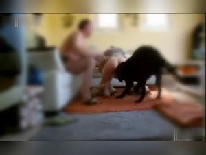 Woman and Dog: A Forbidden Meeting