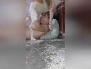 Shocking bestiality with a young woman and her dog