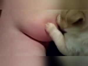 Intimate Moment: Woman and Dog