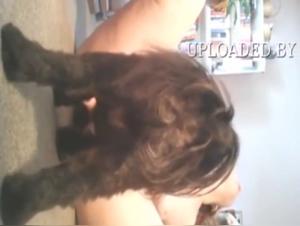 Submissive female dog and small dog in a zoophilia video