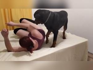 intimate moment with dog