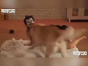 A slutty woman gets into an incredible bestiality with her dog after a 15-year separation