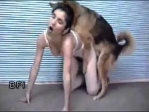 Dog sex video: Girl in white and dog