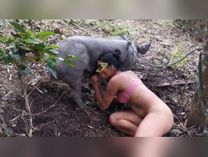 Lina's wild encounter with her dog, a hot and passionate video porn scene