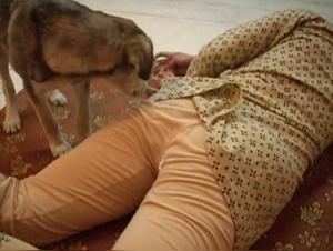 Indische Sau faucht mit ihrem Hund sexy puta blonde