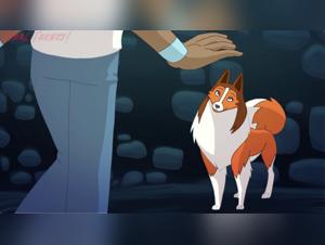 woman and dog rescue stuck man