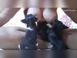 Bestial Encounter: Woman and Puppies