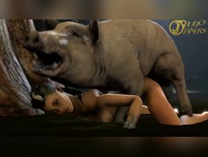 A bestial and intense encounter with a pig