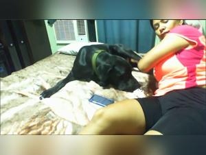 La duena de su perro se la lava el cono por un momento inolvidable del porno animal