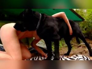 Blonde milf and her dog in shocking bestiality video