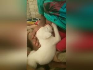 Woman and Puppy: A Forbidden Meeting