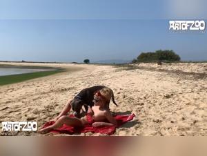Cougar Slut Girl Gets Fucked by Dog on Beach