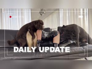 pornstar fucking her pet dog, lesbian creampie fucks