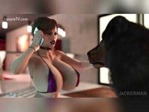 Woman with Generous Butt and Dog - 3D Animal Porn