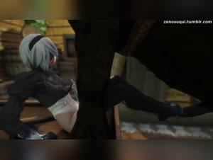 Bestial Erotic Animation: 2B and the Horse